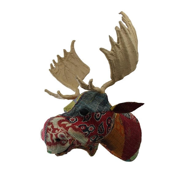 Shop Recycled Indian Sari Fabric Covered Moose Head Wall Mount