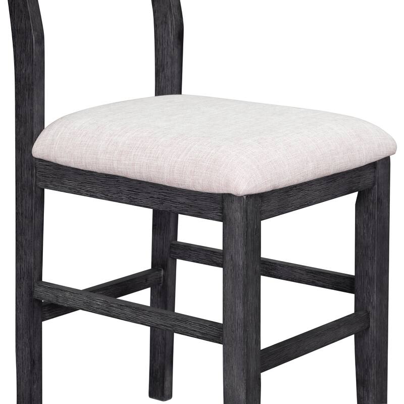 Counter Height 5-Piece Dining Table Set, Kitchen Table Set with Wood Texture Table and Cushioned Chairs