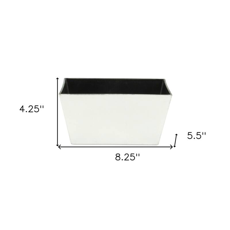 HomeRoots 8" Silver Recycled Plastic Indoor Outdoor Rectangular Planter Box