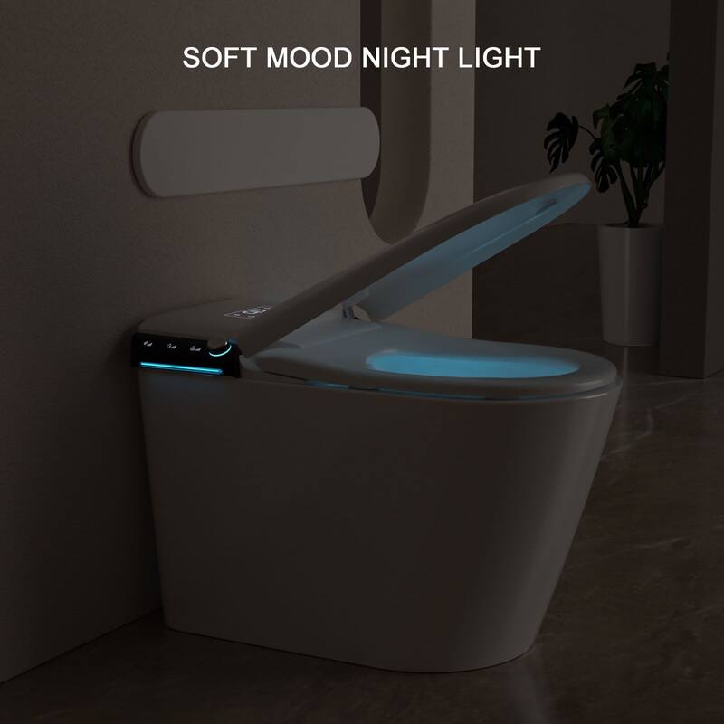 1-Piece 1.28 GPF Auto Single Flush Elongated Bidet Toilet Smart Toilet in White