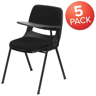 5 Pack Padded Ergonomic Shell Chair with Left Handed Flip-Up Tablet Arm