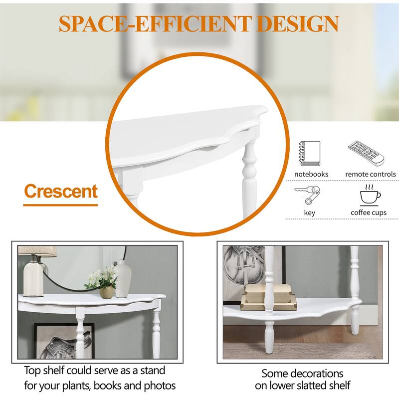 42" Circular Curved Console Table with Cloud Design Top