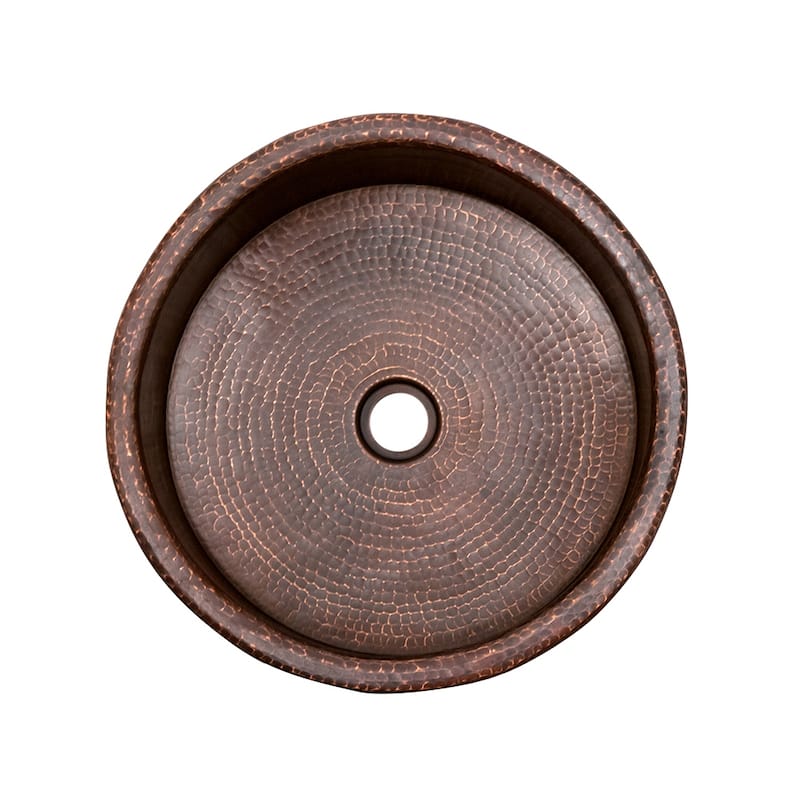 15-in Round Vessel Tub Hammered Copper Sink (VRT15DB)
