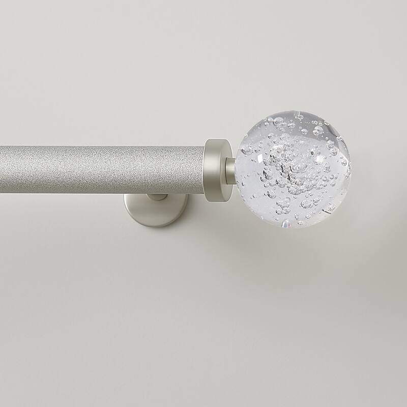 Clear Ball Bubbles Silver Modern Curtain Rod For Windows (48" - 86") - 48" - 86" inches
