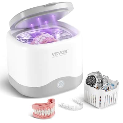 Ultrasonic Cleaner for Dentures, 200ML Retainer Cleaner Machine with UV Light, 30W Cleaning Machine for Dental, Retainer