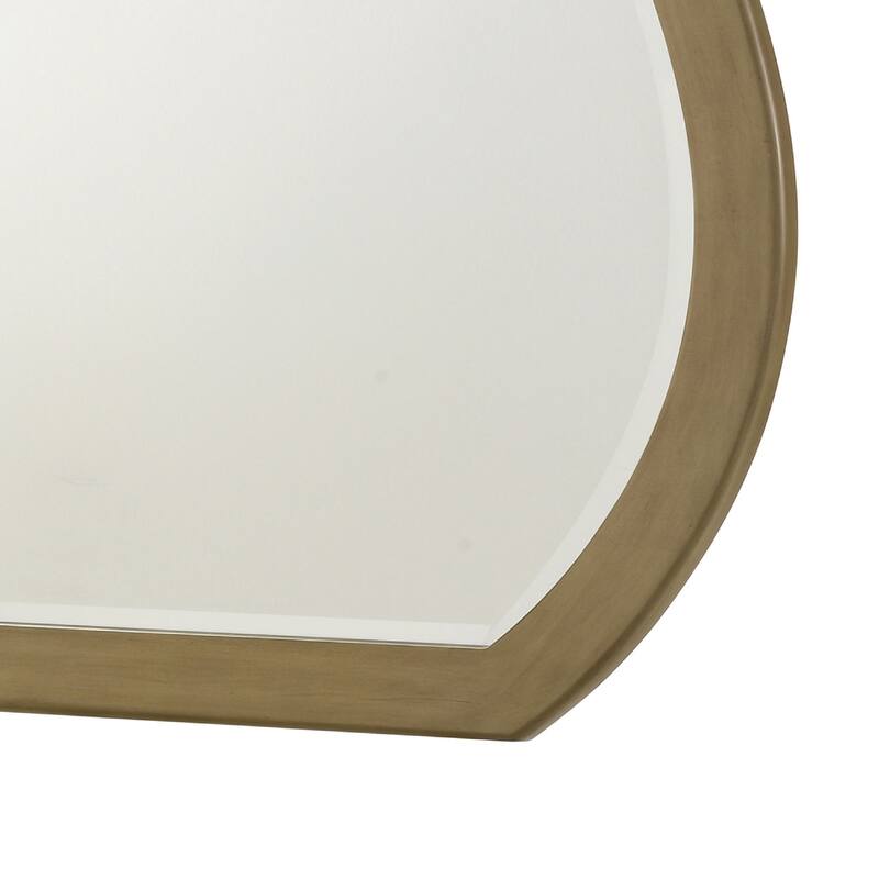 Heon Dresser Mirror, Natural Brown Wood, Subtle Rounded Shape, 38 Inch - Natural Pine Brown