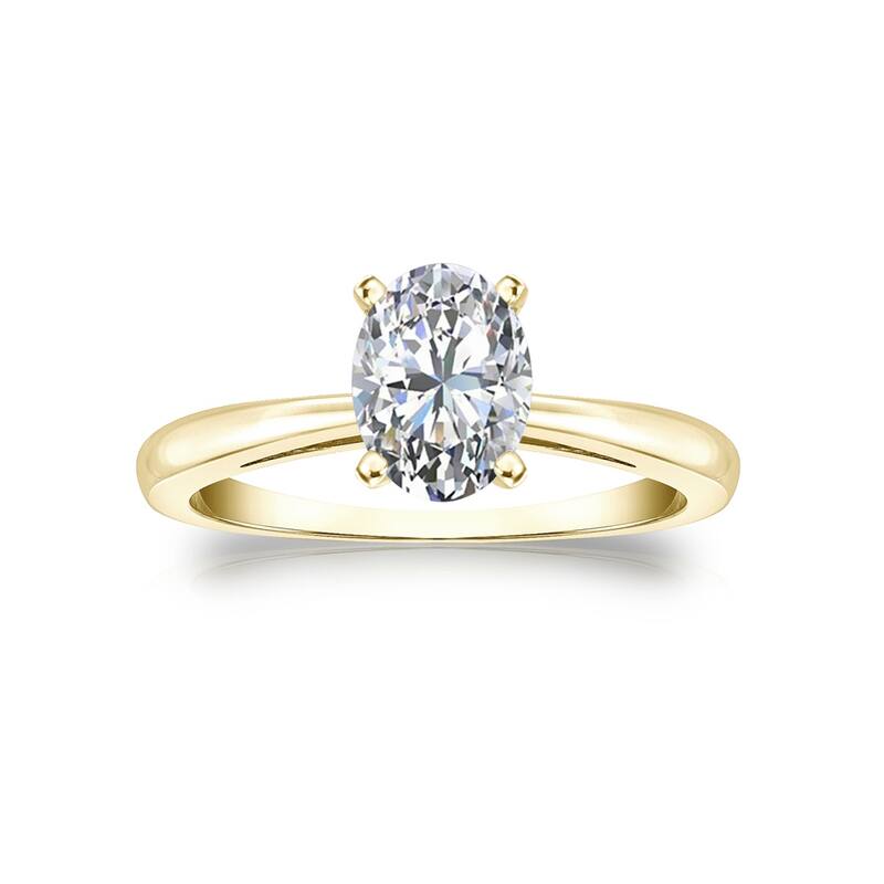 Auriya 14k Gold 1ctw Oval-cut Solitaire Diamond Engagement Ring (G-H, SI1-SI2)