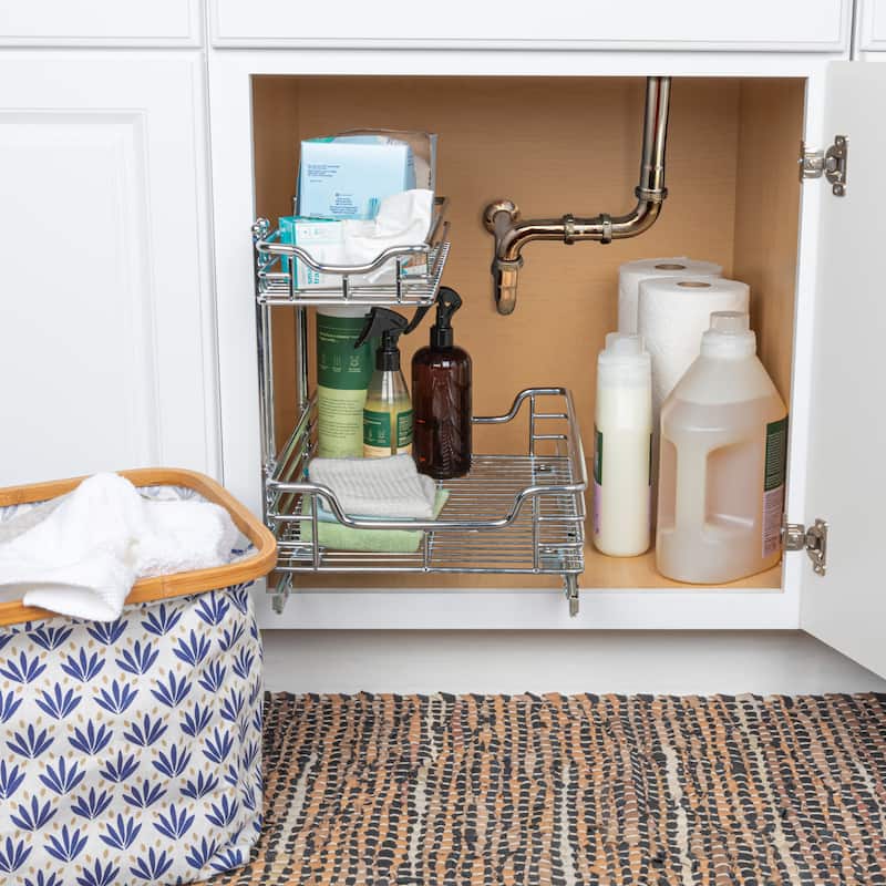 Household Essentials 12.5-Inch Chrome Sink Sliding Organizer