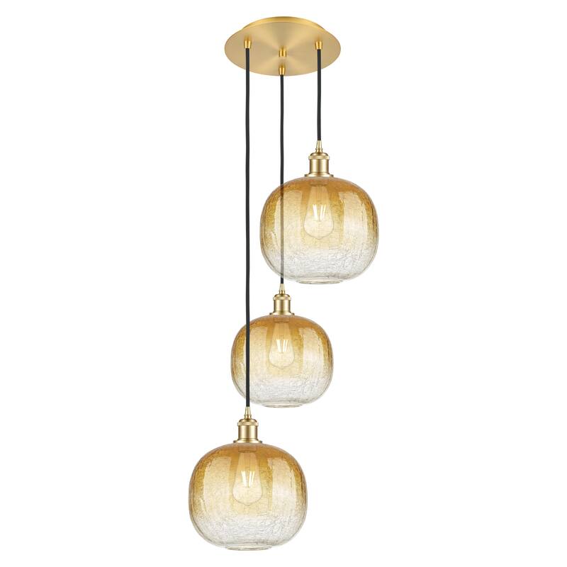 Innovations Lighting Endless Possibilities Ballston - Brookhaven Sphere - 3 Light 17" Cord Hung Multi Pendant - Satin Gold/Amber