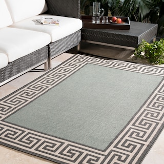 Annette Greek Key Border Indoor/Outdoor Area Rug