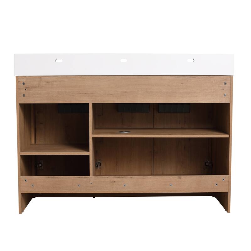 BNK 24/30/48/60 inch Freestanding Resin Sink Bathroom Vanity with Soft Close Door and Adjustable Shelf