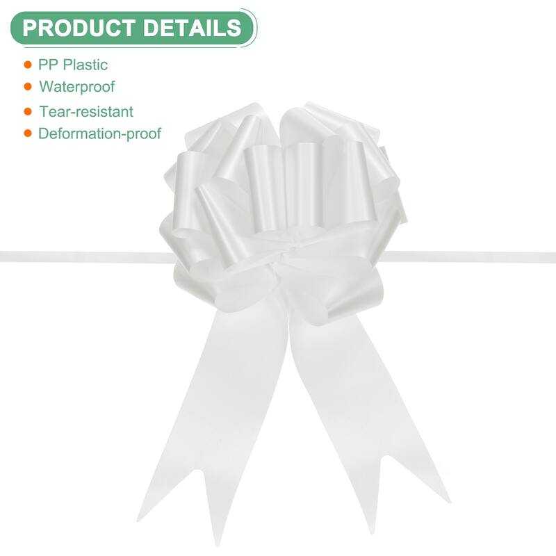 10pcs Large Pull Bow 10 Inch Flower Bows for Wedding Baskets - White