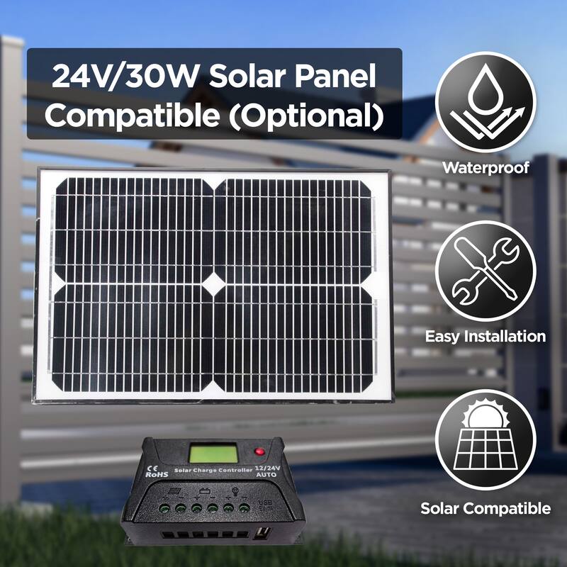 ALEKO Solar Powered Full Kit Swing Gate Operator for Dual Gates up to 1760 lb