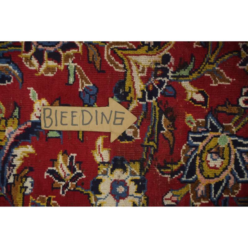 Hand Knotted Oriental 100% Wool Carpet Traditional Floral Red Kashan Area Rug - 11' 1'' X 7' 11''