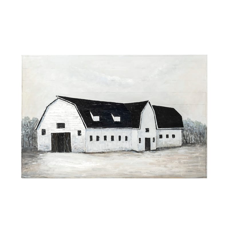 Sawmill Creek II Farmhouse Barn Original Hand Painted on Wood Oil Painting