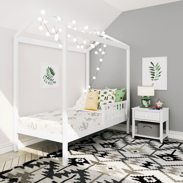 slide 2 of 34, Max and Lily Twin House Bed with Guard Rail White 1 Gurad Rail