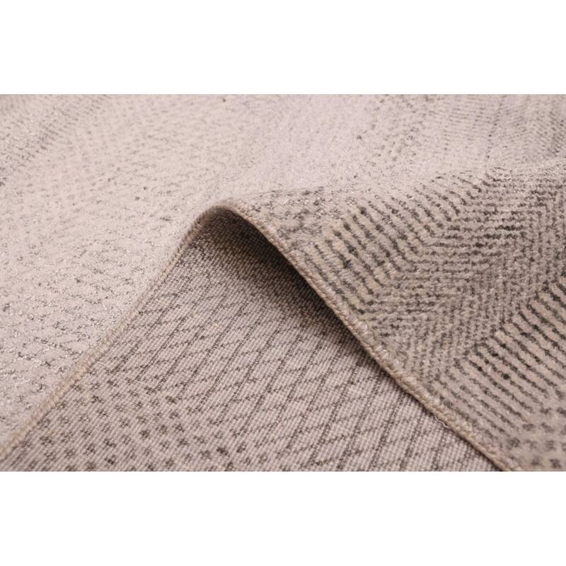 ECARPETGALLERY Hand-knotted Finest Silk Shadow Light Grey Viscose, Wool Rug - 6'0 x 9'3