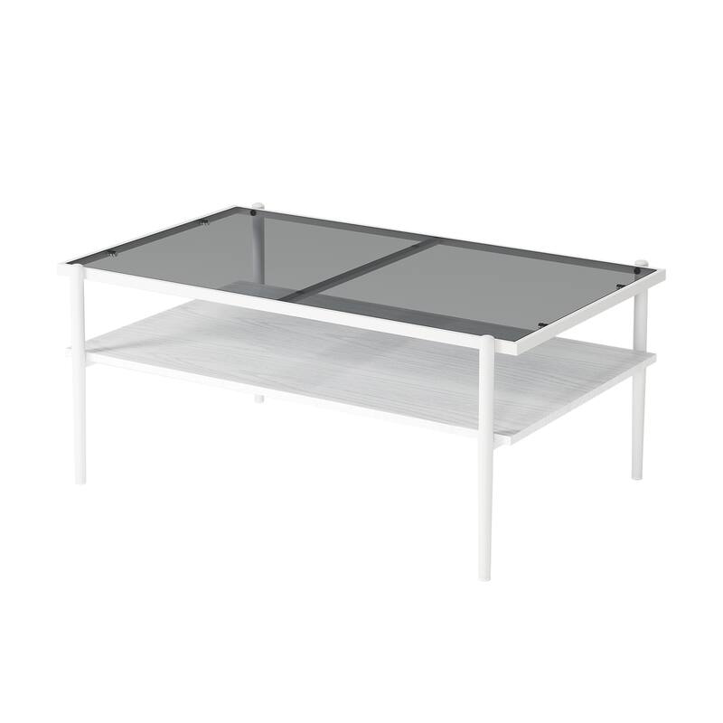 Rectangle Coffee Table with Tempered Glass Top