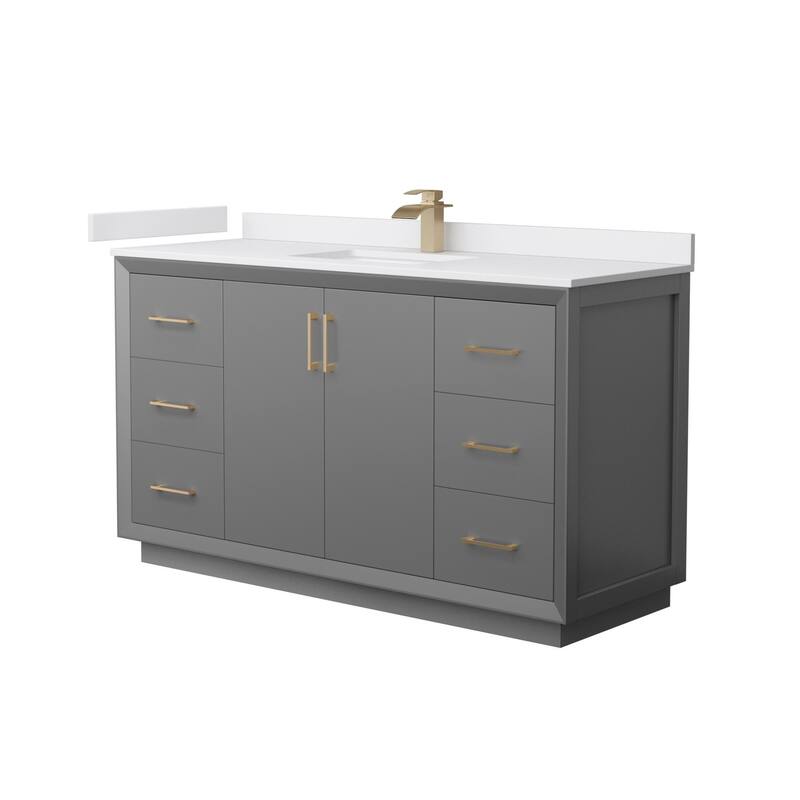 Wyndham Collection WCF414160S-VCA-UNSMXX Strada 60" Free Standing - Dark Gray / White Cultured Marble Top / Satin - Painted