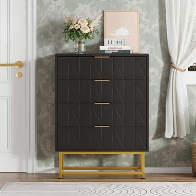 4-Drawer Fabric Dresser, with Wood Top