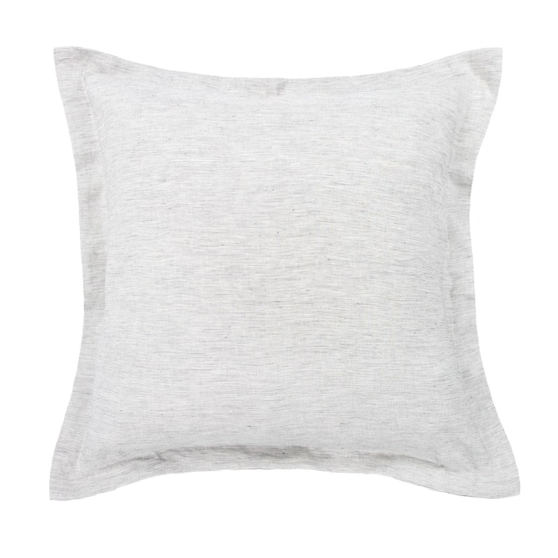 100% French Linen Flanged Euro Sham by BOKSER HOME - Pillow Covers - 26" x 26" - Shadow Pinstripe