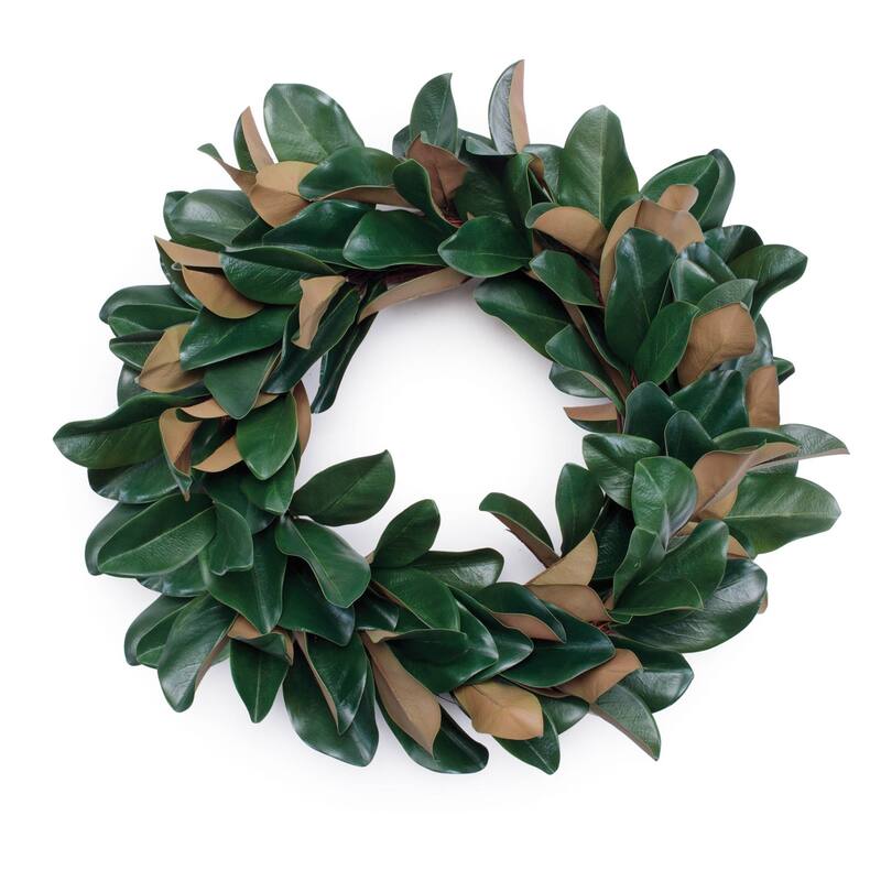 HomeRoots 25" Green And Beige Magnolia Artificial Wreath