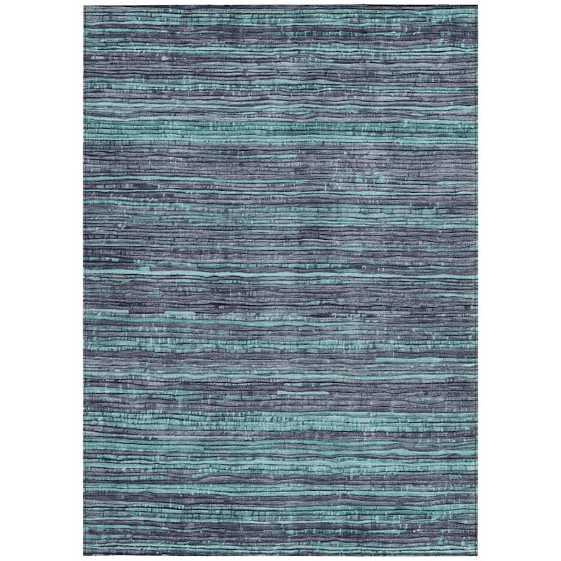 HomeRoots Striped Transitional Rectangle Outdoor Rug