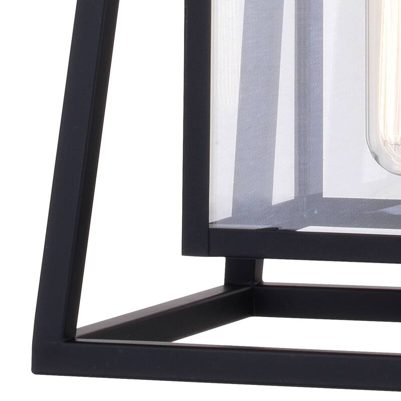 Blackwell Cage Frame 1 Light Black Outdoor Pendant Lantern Clear Glass - 8-in W x 13.25-in H x 8-in D