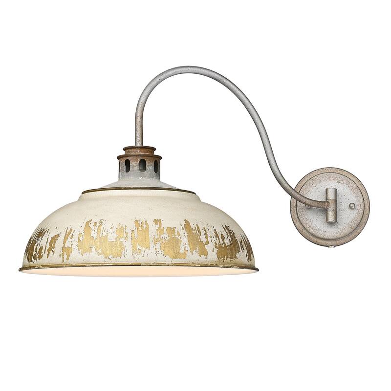 Kinsley 1 Light Swing Arm - Aged Galvanized Steel/Antique Ivory Shade