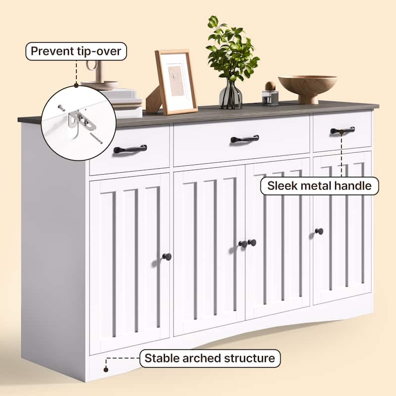Sideboard Buffet Cabinet with Storage, Modern Kitchen Sideboard and Coffee Bar with Drawers and Doors