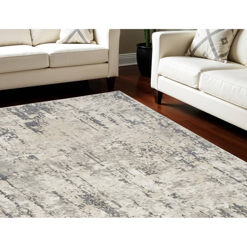 HomeRootsAbstract Contemporary Rectangle Area Rug - 142' X '106' X '0.32 - 142' X '106' X '0.32 - Cream