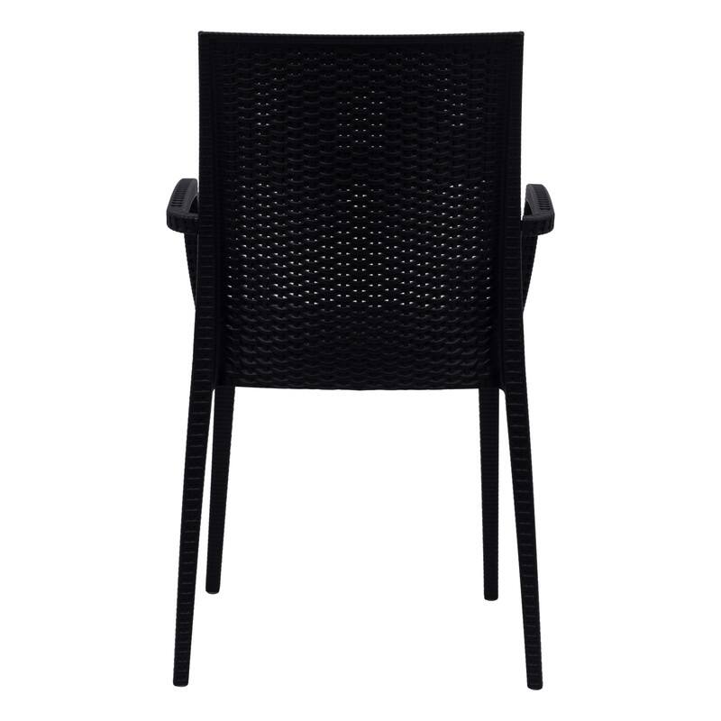Mace Modern Textured Woven Style Outdoor Stackable Dining Arm Chair with UV Resistant for Patio or Garden Set of 4
