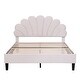 preview thumbnail 5 of 20, Full Upholstered Platform Bed w/ Flower Pattern Velvet Headboard