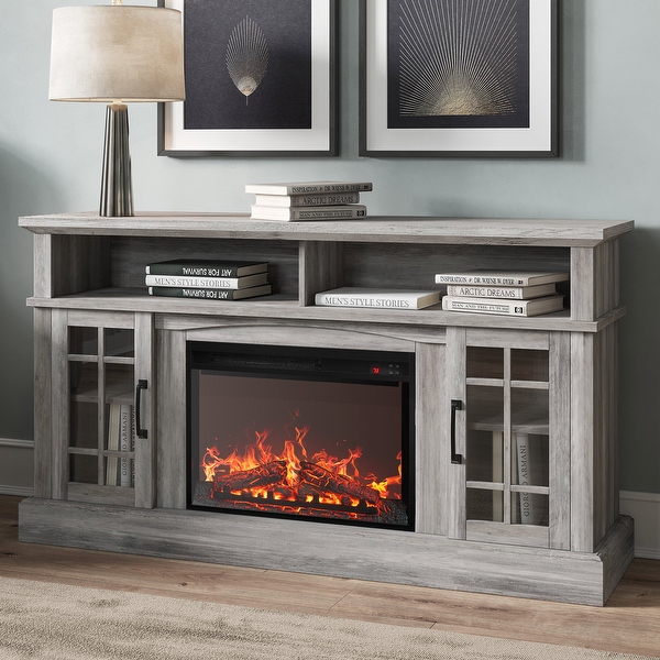 BELLEZE Astorga 58 Rustic TV Stand with 23 Electric Fireplace On Sale Bed Bath Beyond 40118686