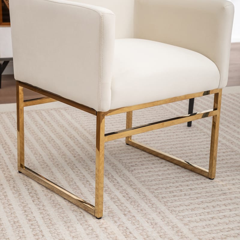 SEYNAR Modern Velvet Accent Arm Dining Chair Set of 2 with Metal Legs