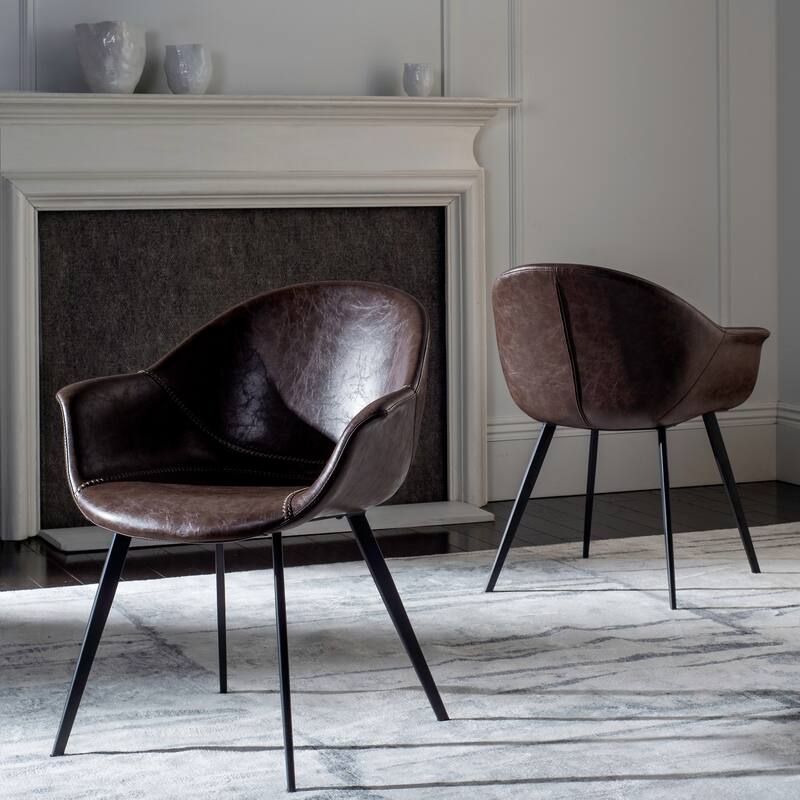 SAFAVIEH Dove Mid-Century Modern Tub Accent Chair (Set of 2) - 26" x 24" x 31.9" - 26" x 24" x 31.9" - 26Wx24Dx32H - Dark Brown/Black
