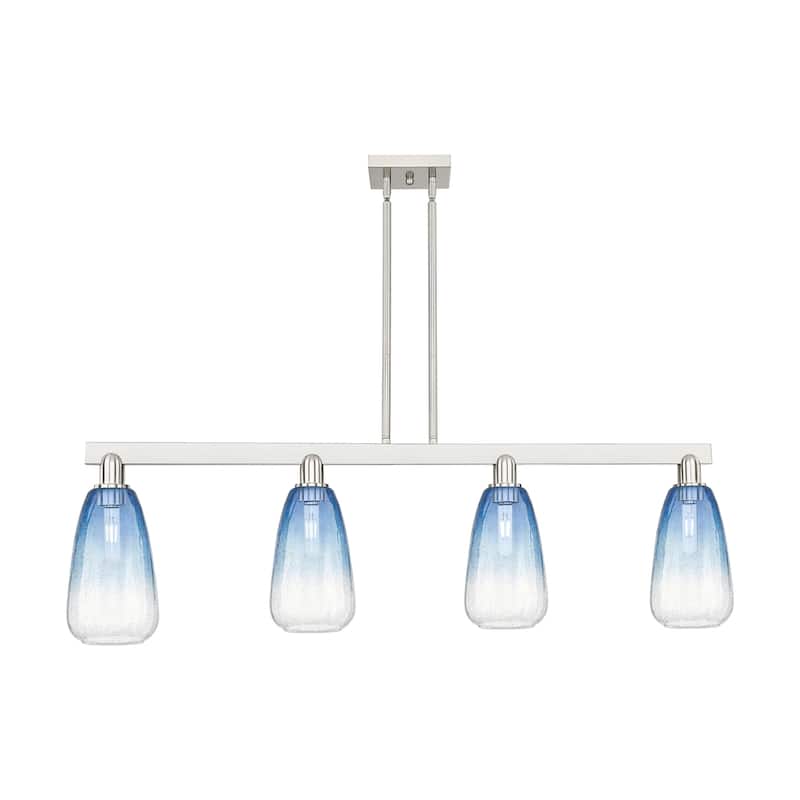 Innovations Lighting 716-4I-8-46 Brookhaven Almond Linear Brookhaven - Brushed Satin Nickel / Sapphire Blue