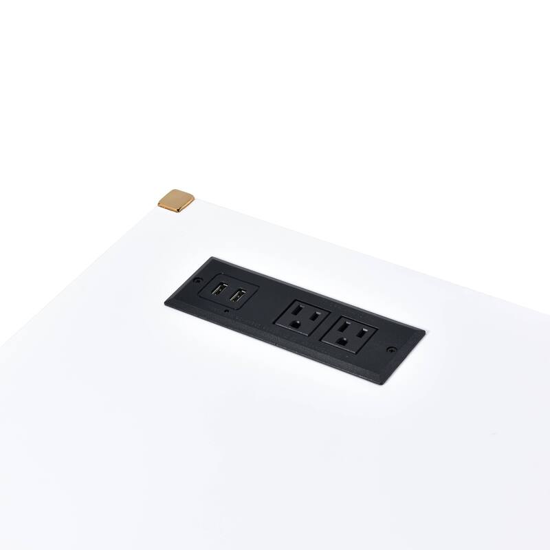 Midriaks White & Gold Finish Writing Desk W/USB