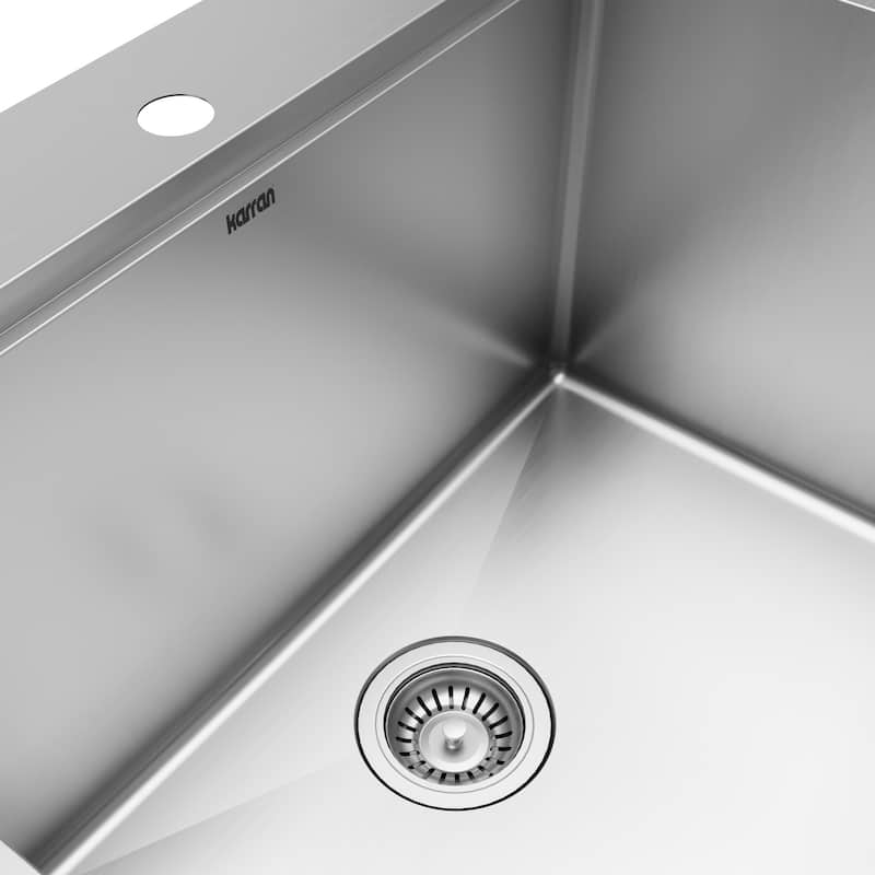 Karran Elite WST-22-PK1 Top Mount 25" Single Bowl Stainless Steel Workstation Kitchen Sink with Deeper Bowl