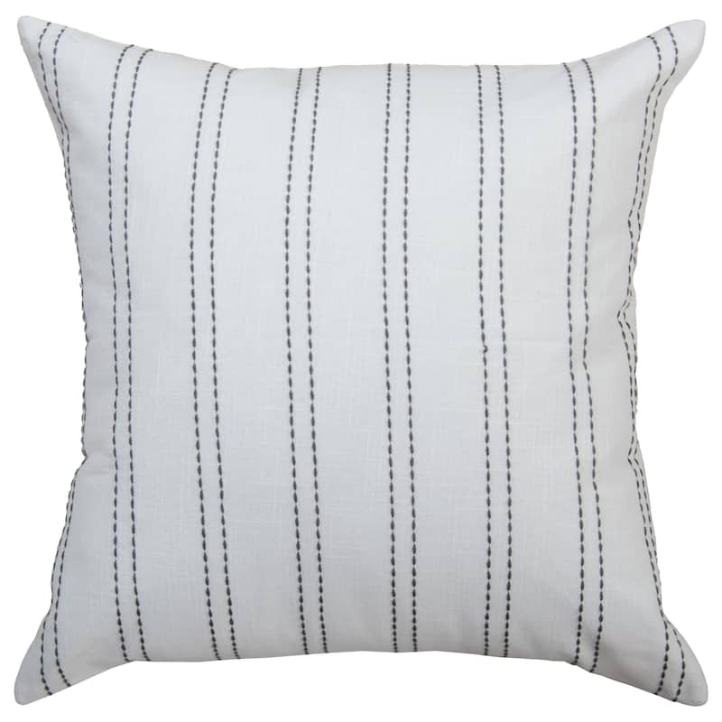 Rizzy Home Striped Embroidered Pillow - Cover Only - White/Grey