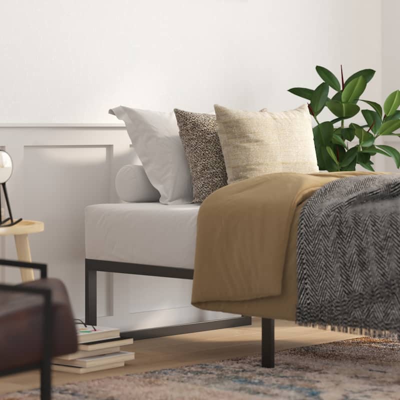 14" Metal Platform Bed Frame with Steel Slat Supports-No Foundation Needed