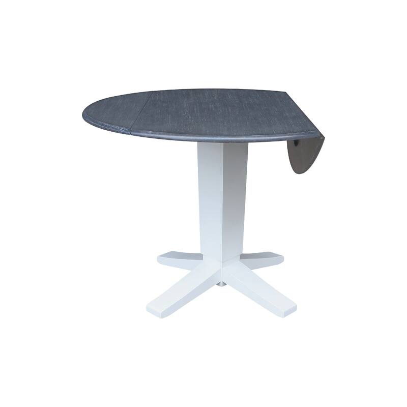 42 in Solid Wood Round Dual Drop Leaf Pedestal Dining Table