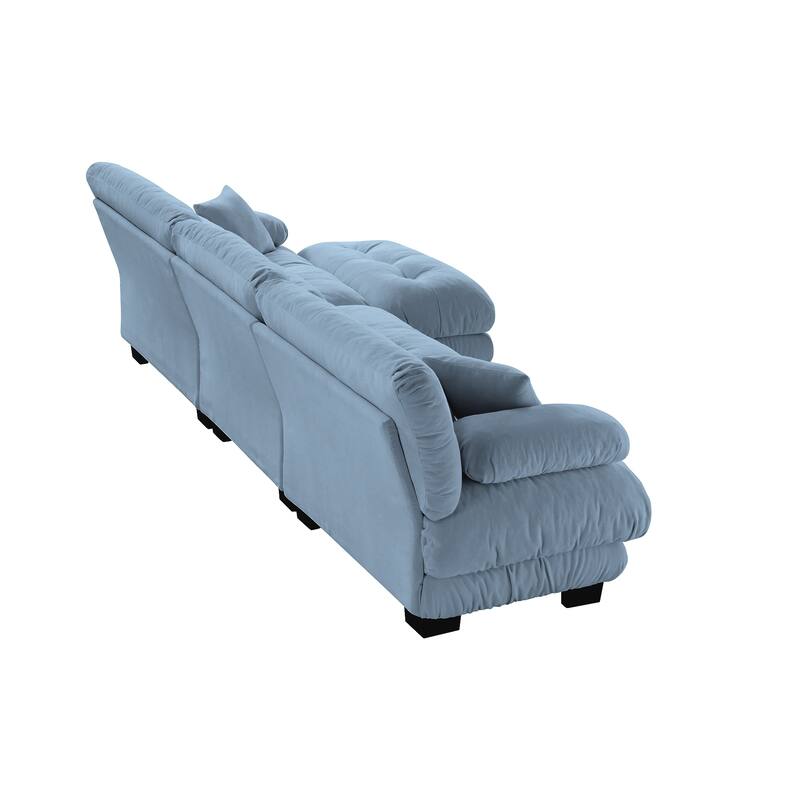 Oversized Upholstered Modular Sectional Couch, 133" L Shaped Deep Seat Sofa Set with Movable Ottoman for Living Room, Apartment