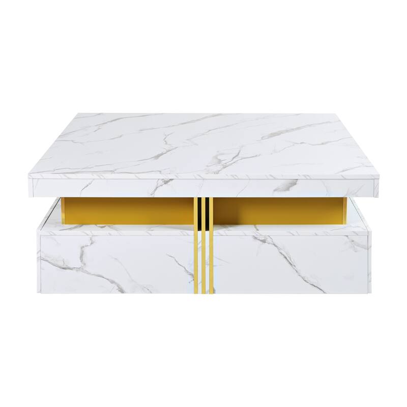 43.3" Modern Square Storage Coffee Table with 4 Drawers for Living Room