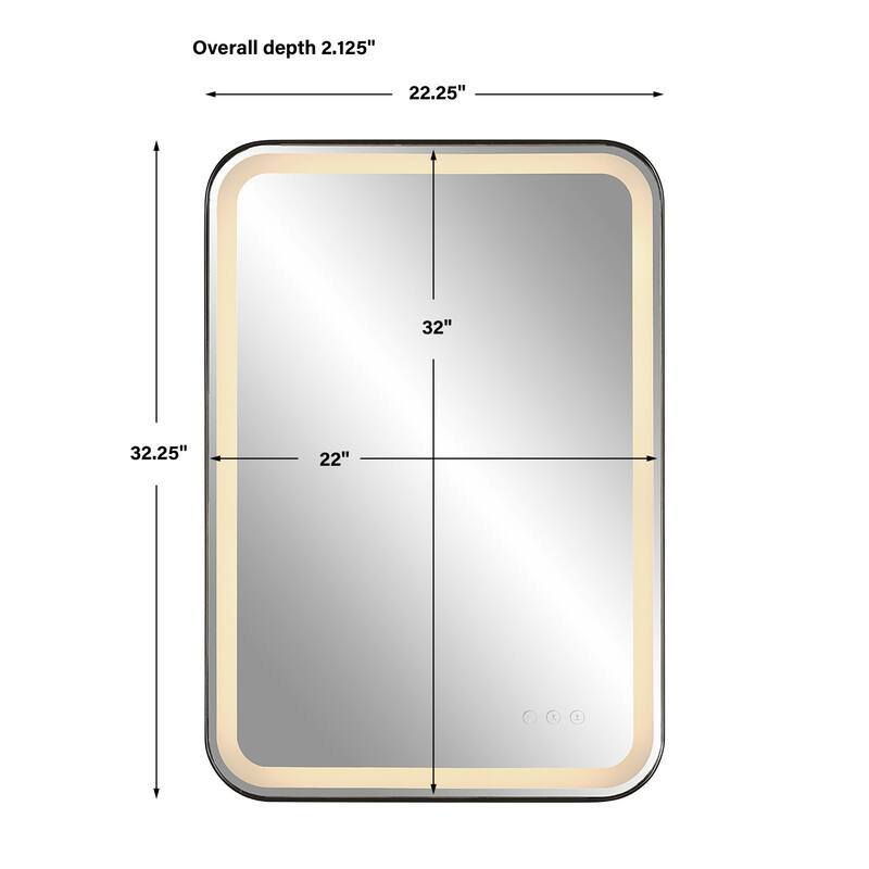 LED Lighted Rectangular Vanity Mirror - 32.25" - Black