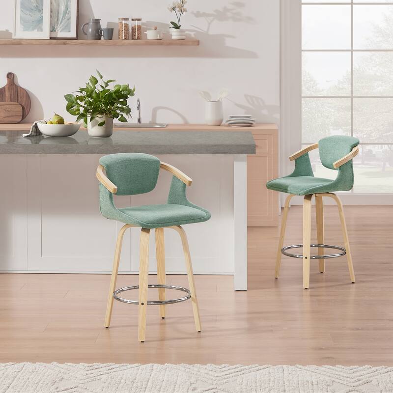 Art Leon Set of 2 Comfortable Fabric Upholstered Counter Stool, Barstool