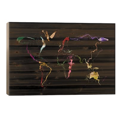 World Map (Abstract Paint) II Print On Wood by Michael Tompsett - Multi-Color