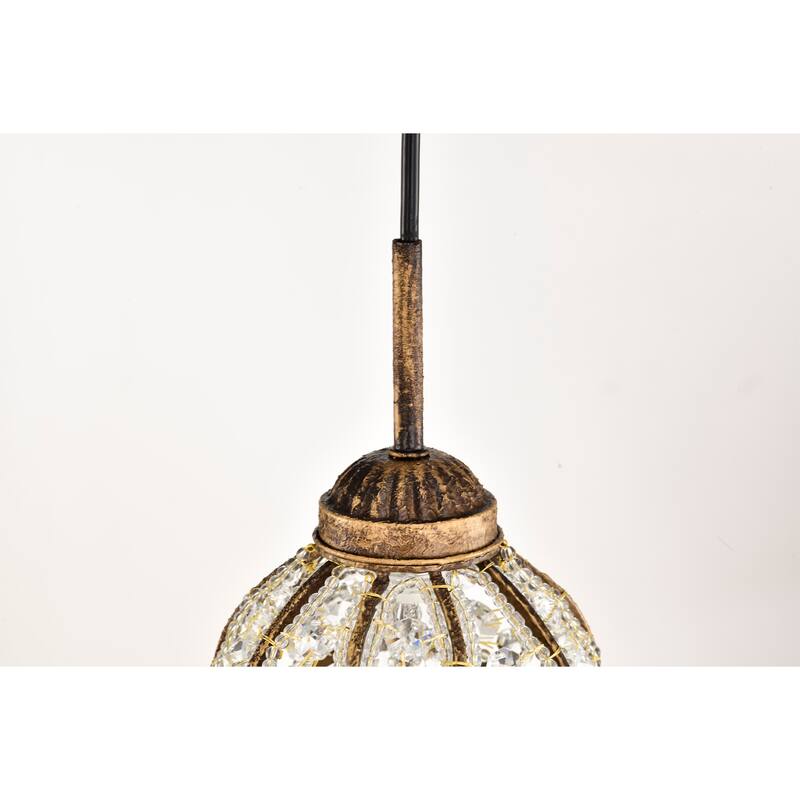 Telder Antique Finish Crystal Scroll Pendant Ceiling Lamp