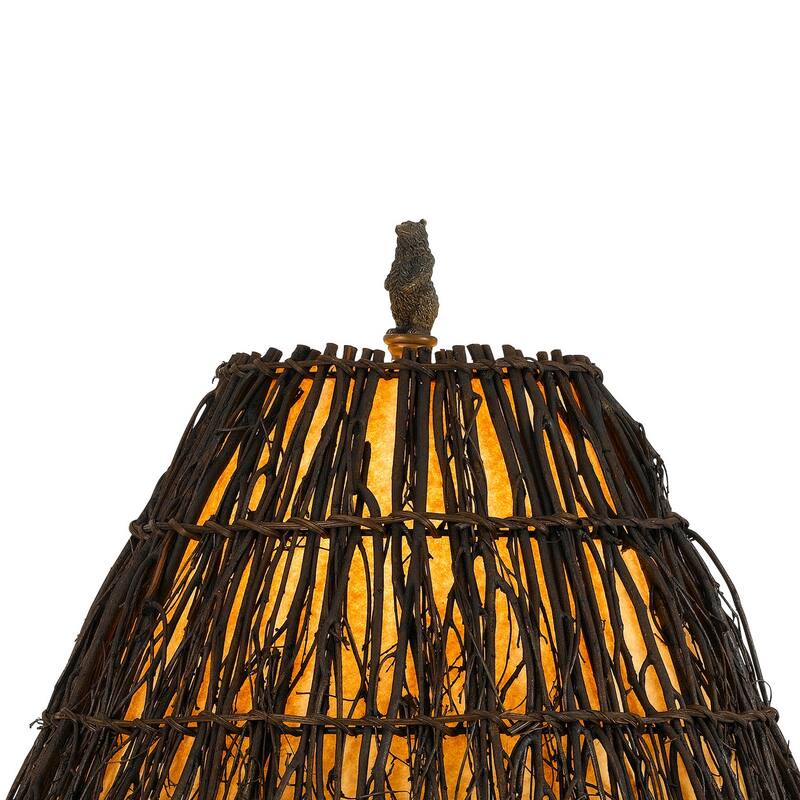 150 Watt Resin Body Table Lamp with Bear Design and Twig Shade, Bronze