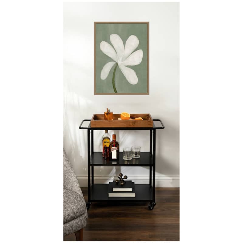 Kate and Laurel White Floral by Gabrielly Guedes Framed Canvas Wall Art Print